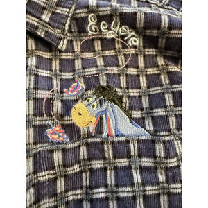 Eeyore Shirt Women's Large Purple Plaid Winnie The Pooh Corduroy Disney Vtg 90s